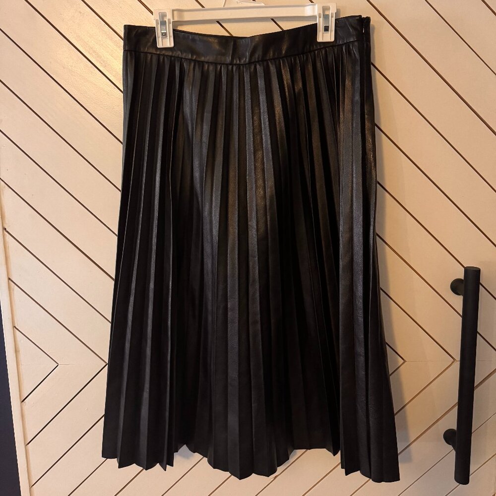 Antonio Melani Genuine Leather Pleated Skirt